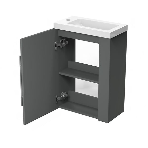 AICA SANITAIRE - AICA Meuble de salle de bain 44cm avec 2 compartiments, suspendu, Anthracite - large