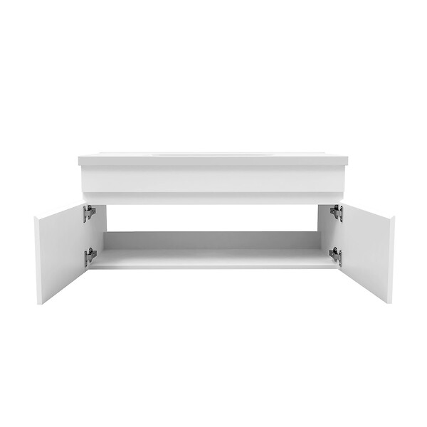 AICA SANITAIRE - AICA Meuble de salle de bain 100cm à double porte, suspendu, blanc - large