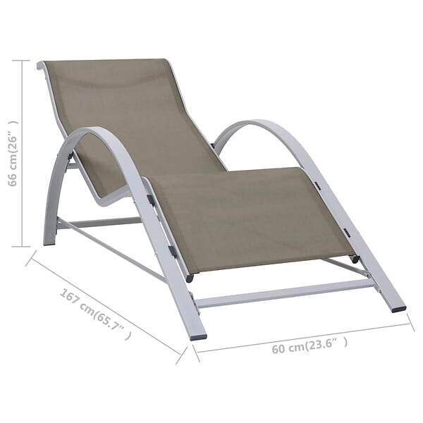 VIDAXL - vidaXL Chaises longues lot de 2 avec table Aluminium Taupe - large