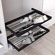 EMUCA - Kit de rangement de chaussures en métal avec cadre avec coulisses à fermeture souple pour armoire, réglable, module 900mm, Noir texturé - vignette