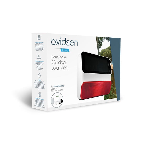 AVIDSEN - Sirène solaire sans fil - 100 dB - large