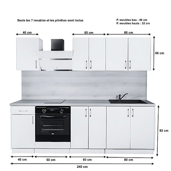 CUISINEANDCIE - Cuisineandcie - Cuisine complète ECO Gris Brillant 240 cm - large