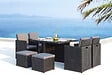 CONCEPT USINE - Table et chaises 8 places encastrables en résine noir-gris MONACO - vignette
