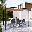 CONCEPT USINE - Pergola autoportante 3 x 3 m en acier avec toile taupe TUSA - vignette