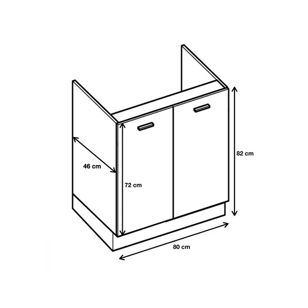 CUISINEANDCIE - Cuisineandcie - Meuble sous-évier Eco Blanc 2 portes L 80 cm - large