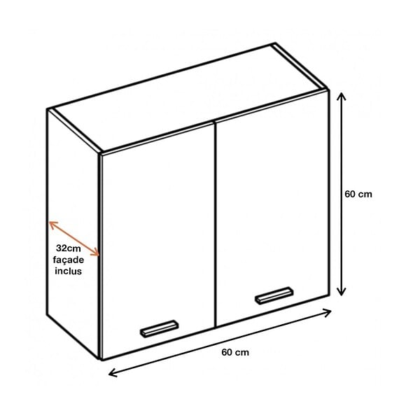 CUISINEANDCIE - Cuisineandcie - Meuble haut de cuisine Eco Blanc 2 portes L 60 cm - large