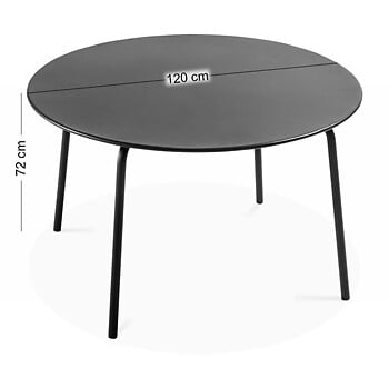OVIALA - Table de jardin ronde en acier 8 places 120 cm turquoise - Palavas - large