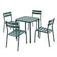OVIALA - Ensemble table de terrasse 70cm et 4 chaises vert foncé - Almada - vignette