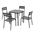 OVIALA - Ensemble table de terrasse 70cm et 4 chaises noir - Almada - vignette