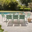 OVIALA - Ensemble table de jardin et 8 fauteuils en métal vert sauge - Palavas - vignette