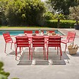 OVIALA - Ensemble table de jardin et 8 fauteuils en métal rouge - Palavas - vignette