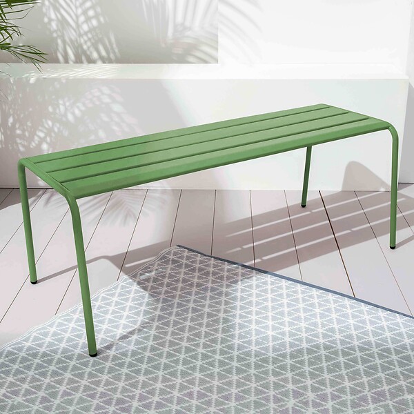 OVIALA - Banc de jardin en acier vert cactus  - Palavas - large