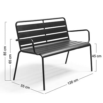 OVIALA - Banc de jardin en métal vert sauge - Palavas - large