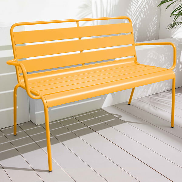 OVIALA - Banc de jardin en métal jaune - Palavas - large