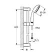 GROHE - Ensemble TEMPESTA 100 GROHE 27598001 - douchette 2 jets + barre 62 cm + flexible 175 cm - Chrome - vignette