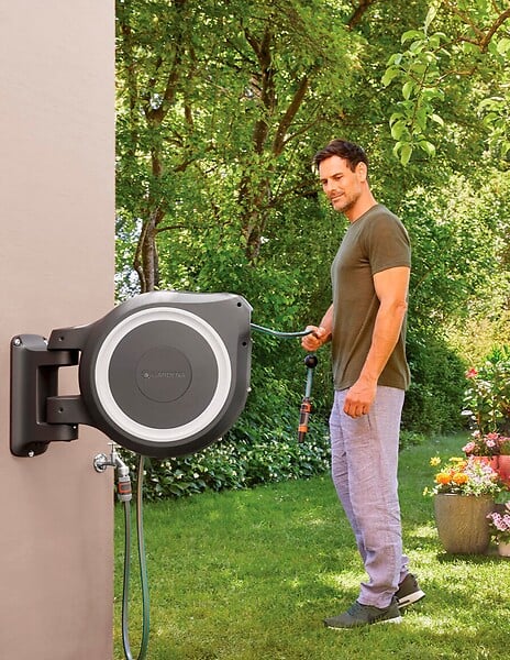 GARDENA - Dévidoir automatique mural RollUp L 30 m - large