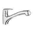 GROHE - Mitigeur évier EURODISC GROHE 32257001 - bec bas - douchette extractible 2 jets - chrome - vignette