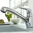 GROHE - Mitigeur évier EURODISC GROHE 32257001 - bec bas - douchette extractible 2 jets - chrome - vignette