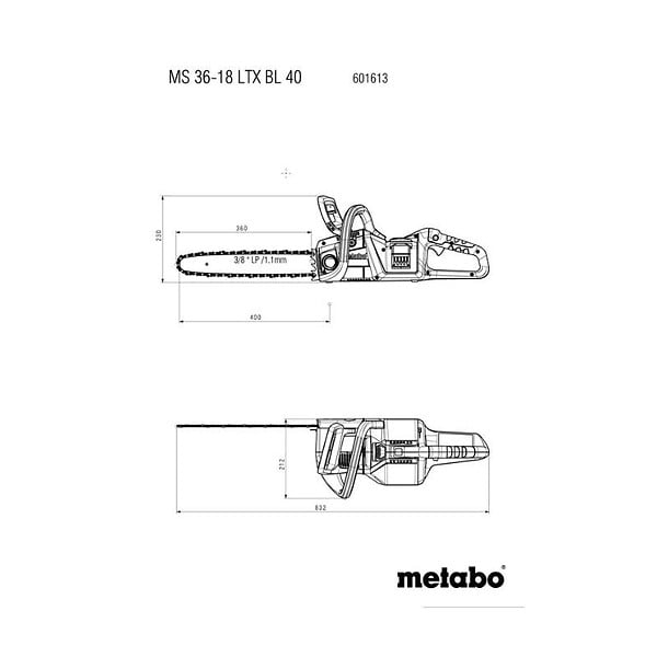 METABO - Tronçonneuse sans fil METABO MS 36-18 LTX BL 40 - 18V - 40cm (vendu sans batterie) - large