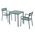 OVIALA - Ensemble table de terrasse 70cm et 2 fauteuils vert foncé - Almada - vignette