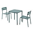 OVIALA - Ensemble table de terrasse 70cm et 2 chaises vert foncé - Almada - vignette