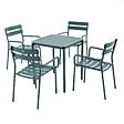 OVIALA - Ensemble table de terrasse 70cm et 4 fauteuils vert foncé - Almada - vignette