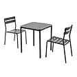OVIALA - Ensemble table de terrasse 70cm et 2 chaises noir - Almada - vignette