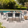 OVIALA - Ensemble table de jardin et 6 fauteuils en métal gris - Palavas - vignette