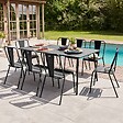 OVIALA - Ensemble table de jardin et 8 chaises bistrot en acier gris - Palavas - vignette