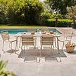 OVIALA - Ensemble table de jardin et 6 fauteuils en métal taupe - Palavas - vignette