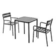 OVIALA - Ensemble table de terrasse 70cm et 2 fauteuils noir - Almada - vignette