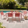 OVIALA - Ensemble table de jardin et 6 fauteuils en métal argile - Palavas - vignette