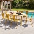 OVIALA - Ensemble table de jardin et 8 chaises bistrot en acier jaune - Palavas - vignette