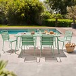 OVIALA - Ensemble table de jardin et 6 fauteuils en métal vert sauge - Palavas - vignette