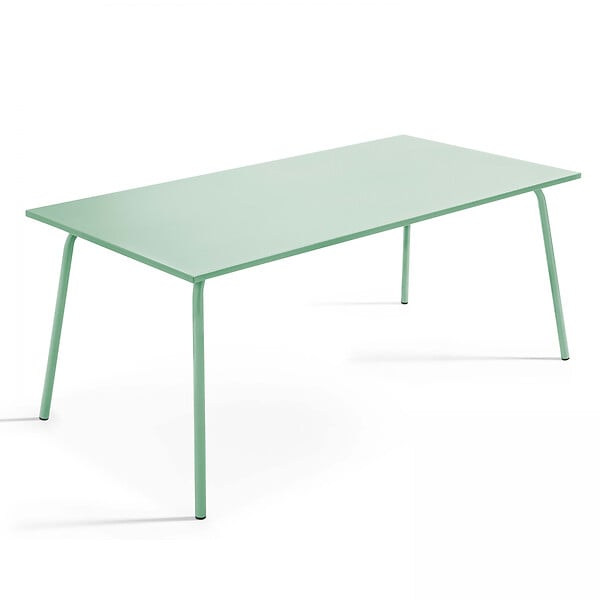 OVIALA - Ensemble table de jardin et 6 fauteuils en métal vert sauge - Palavas - large