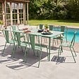 OVIALA - Ensemble table de jardin et 8 chaises bistrot en acier vert sauge - Palavas - vignette