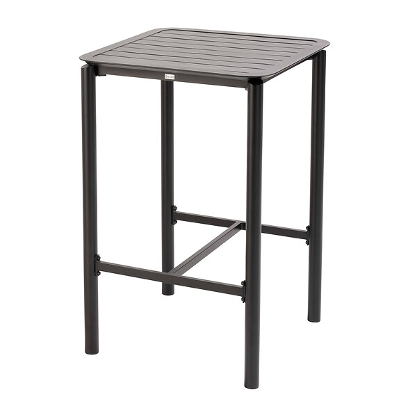 OVIALA - Table haute de terrasse avec 2 chaises en aluminium noir - Almada - large