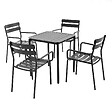 OVIALA - Ensemble table de terrasse 70cm et 4 fauteuils noir - Almada - vignette
