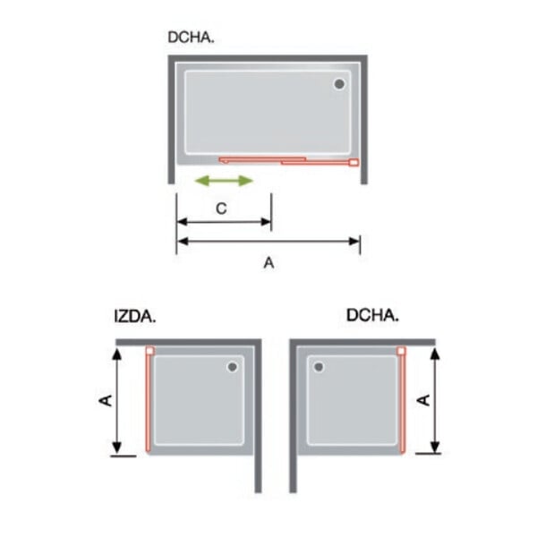 KASSANDRA - Paroi de douche fixe + Porte coulissante LUNA profil noir mat verre fumé 130 cm Sans paroi latérale - large