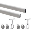 EMUCA - Lot de 2 rails d'armoire de 1,15 m avec supports, Aluminium et Zamak, Anodisé mat - vignette