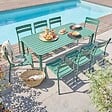 OVIALA - Ensemble table de jardin et 8 chaises vert foncé - Almada - vignette
