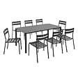 OVIALA - Ensemble table de jardin et 8 chaises noir - Almada - vignette