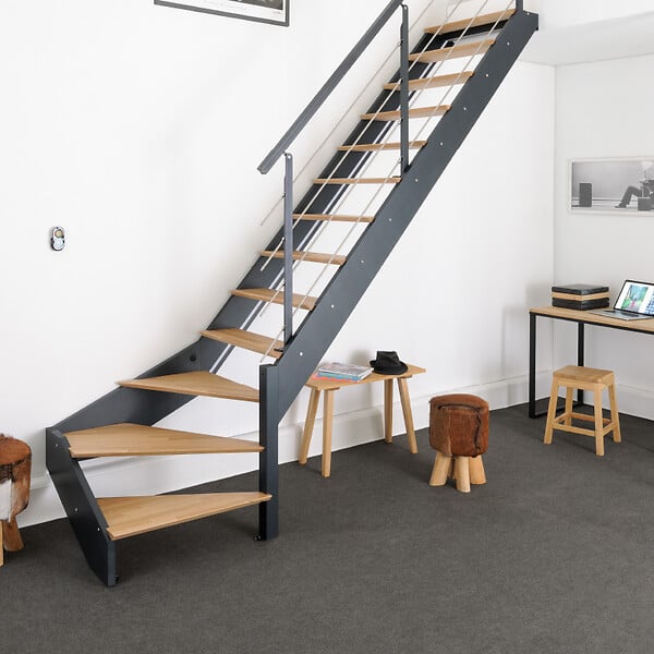 KORDO - Escalier quart-tournant droit gris anthracite, Spark KORDO - large