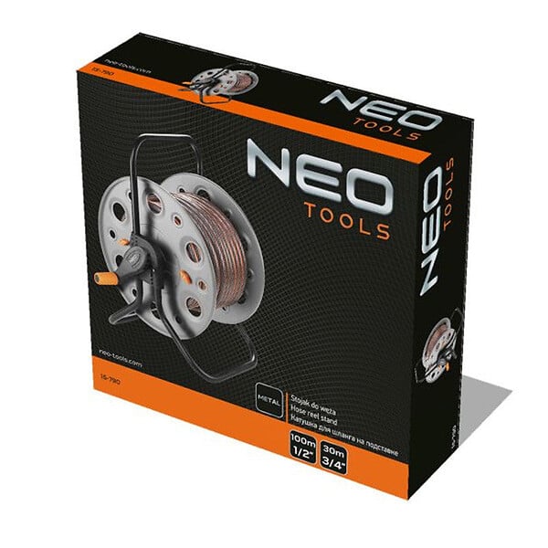 NEO TOOLS - Support pour tuyau d'arrosage NEO TOOLS 15-790 structure métallique, jusqu'à 100 m de tuyau 1/2" - large