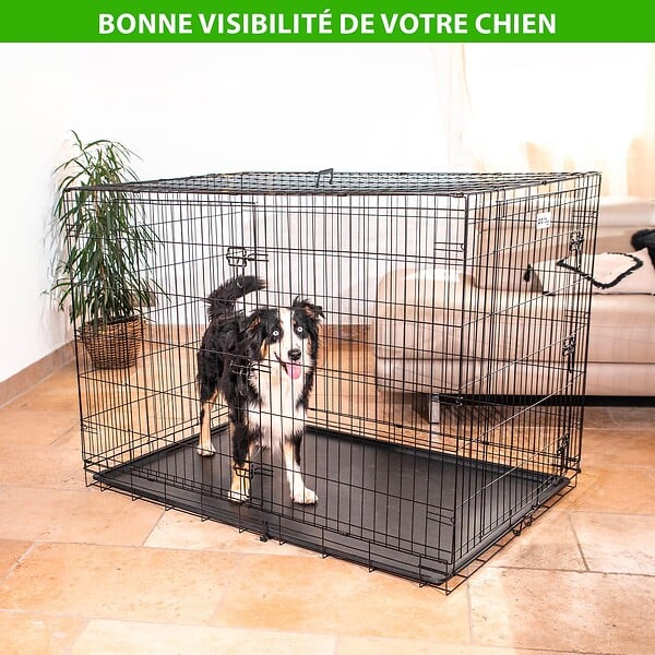 PAITSY - Cage pour chien Fortressoo3XL, caisse de transport pour grand chien 137x94x114cm, pliable, 2 portes, plateau amovible, utilisation interieur, Paitsy - large