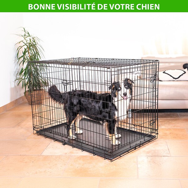 PAITSY - Cage pour chien Fortressoo2XL, caisse de transport pour grand chien 122x75x84cm, pliable, 2 portes, plateau amovible, utilisation interieur, Paitsy - large