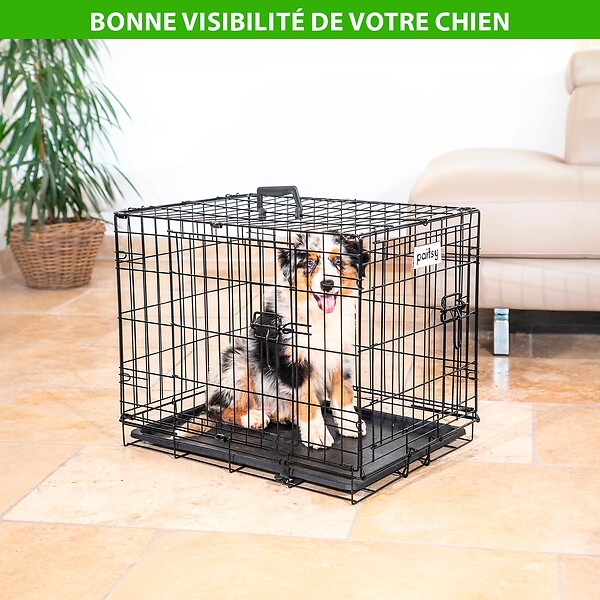 PAITSY - Cage pour chien FortressooS, caisse de transport pour chien et chiot 60x43x49cm, pliable, 2 portes, plateau amovible, utilisation interieur, Paitsy - large