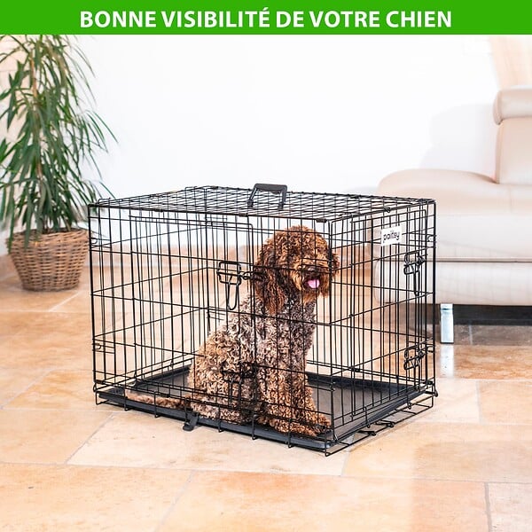 PAITSY - Cage pour chien FortressooM, caisse de transport pour chien et chiot 75x47x54cm, pliable, 2 portes, plateau amovible, utilisation interieur, Paitsy - large