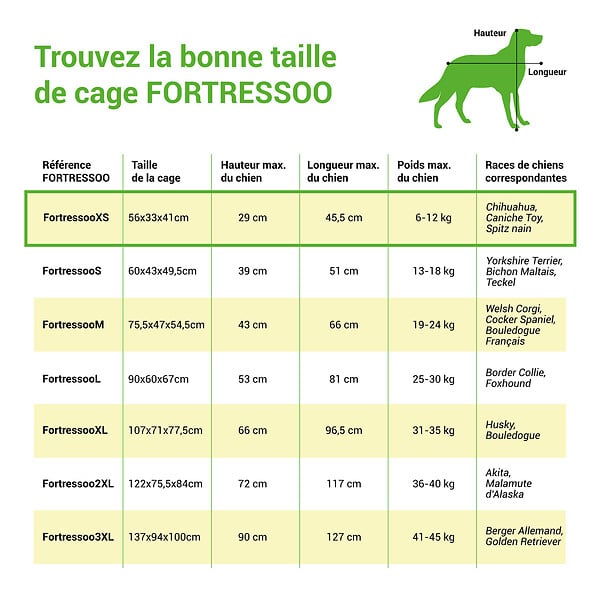 PAITSY - Cage pour chien FortressooXS, caisse de transport pour chien et chiot 56x33x41cm, pliable, 2 portes, plateau amovible, utilisation interieur, Paitsy - large