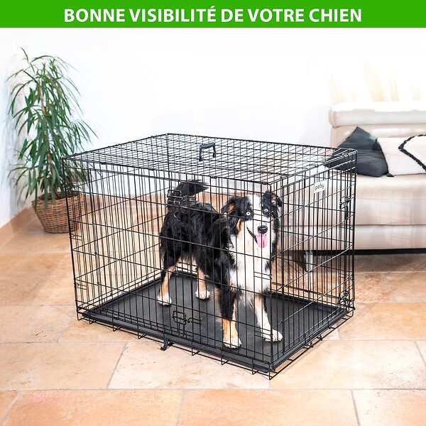 PAITSY - Cage pour chien FortressooXL, caisse de transport pour chien moyen 107x71x77cm, pliable, 2 portes, plateau amovible, utilisation interieur, Paitsy - large